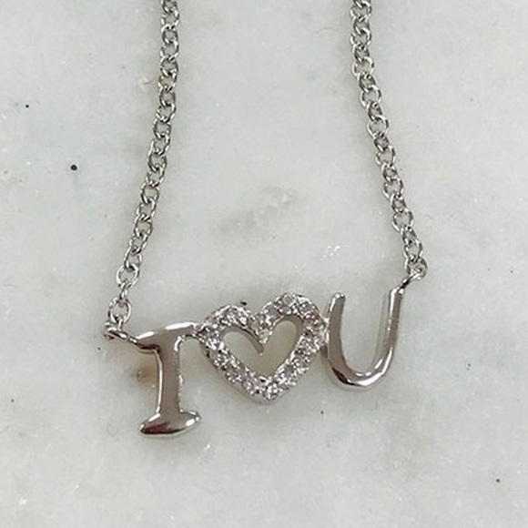 I Love (Heart) You Sterling Silver/CZ Necklace-Boutique - Picture 3 of 5